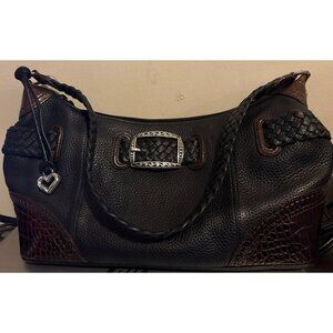 Brighton Black & Brown Leather Shoulder Bag With Matching Wallet